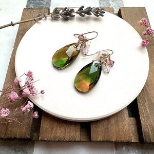 New Elegant Crystal Pear Drop Earrings | Handmade in BC